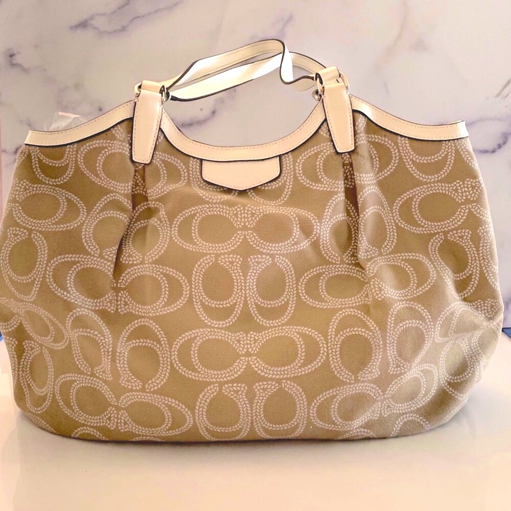 Tan and White Coach Hobo Bag ( EUC)